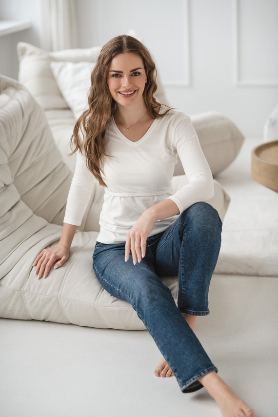 Milk Shirt Milk&Love bluzka ciążowa i do karmienia 7/8 biały 