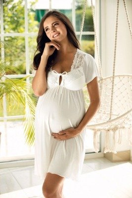 3012 Koszula Nocna ciążowa i do karmienia Lupoline ecru