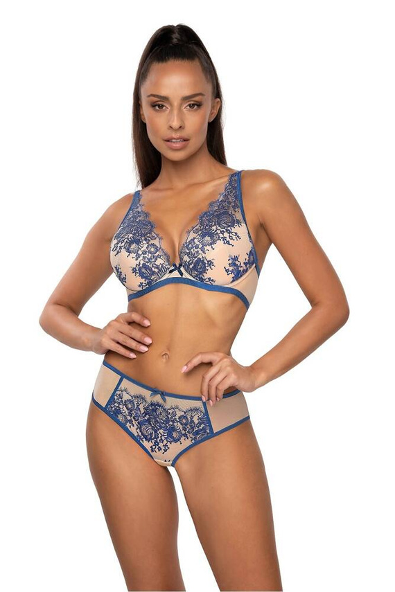 M-3804/11 Frances Biustonosz push-up Mat beżowy-granatowy