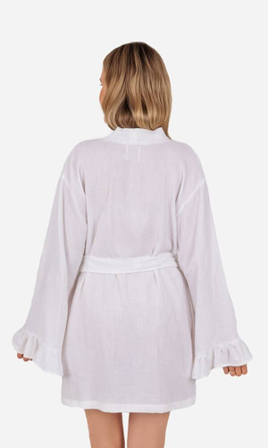 Mela Szlafrok damski muślinowy ByShelly - biały