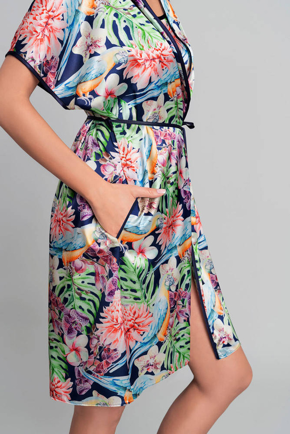 Polinezja Szlafrok Damski Italian Fashion - druk kwiaty