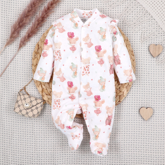 ABN-5692 Pajac niemowlęcy Małe Myszki Nini 100% bawełna organiczna Polska