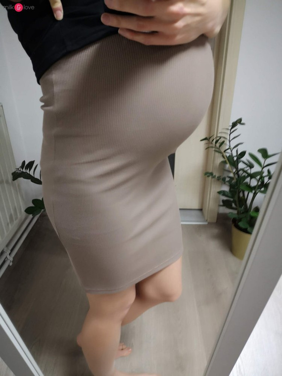Spódnica ciążowa Tummy z dzianiny w prążki Milk&Love mięta