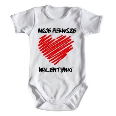 "Moje pierwsze Walentynki" Body krótki rękaw Moocha biały