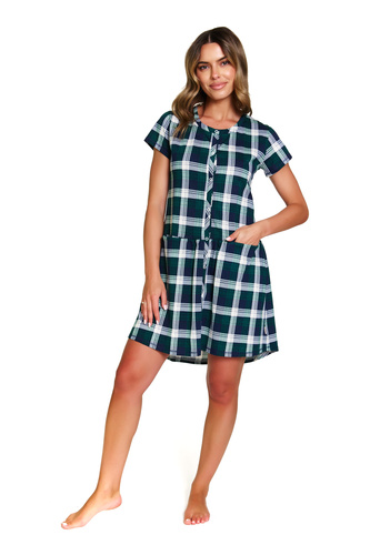 9444 Doctor Nap – Koszula nocna ciążowa i do karmienia z bawełny | Polska produkcja - emerald