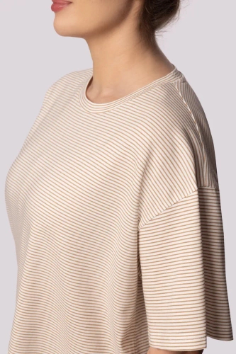 Stripe shortsleeve Piżama damska Mona ecru