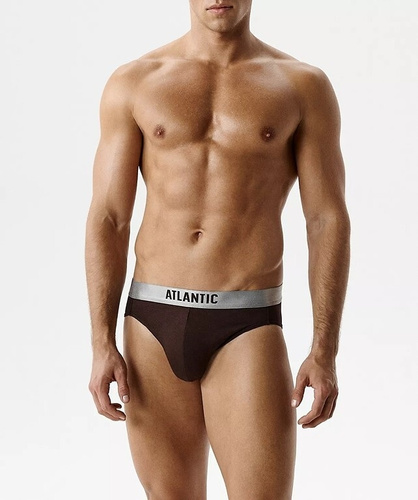 Sportowe slipy męskie Atlantic 2MP-1589 - doskonałe dopasowanie, elastyczna guma, 2-pak brązowe