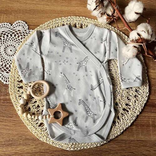 BD14626 Żyrafa Body kopertowe z długim rękawem Mamatti