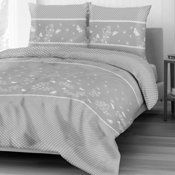 31503/2 Pościel flanelowa kwiaty Darymex szary 
