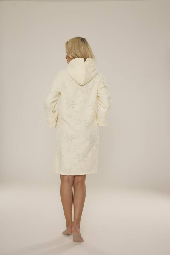 409 Żakard Krótki Szlafrok damski De Lafense- ecru