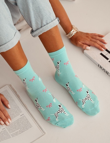 0200-168 Dalmatańczyk Skarpety damskie Milena niebieski