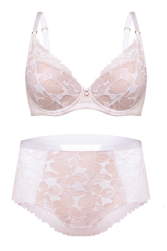 Figi wysokie Hanna DW56 Nipplex białe, pełny krój, koronkowe, modelujące