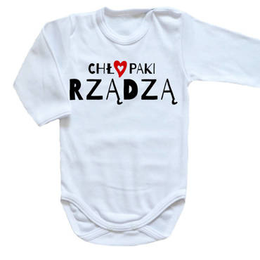 "CHŁOPAKI RZĄDZĄ" Body długi rękaw Moocha biały