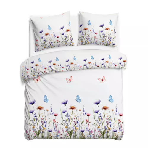 31512/1 Pościel flanelowa Flanelove Darymex biała kolorowa kwiaty– komplet, 100% bawełna, ciepła i miękka