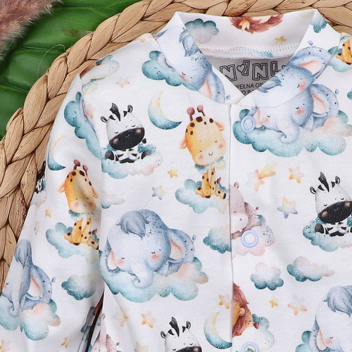 ABN-5610 Kaftanik niemowlęcy Little Dreamers Nini z bawełny organicznej – bezniklowe napy, bezpieczny i komfortowy dla maluszka