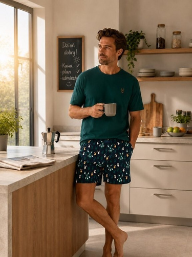 Piżama Męska Cornette 326/345 Gentleman 100% Bawełna Krótkie Spodenki