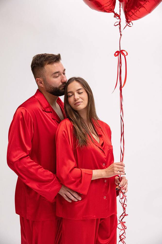 Lukas Piżama Męska Satyna - czerwony