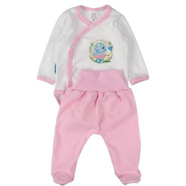 Wesoły słonik komplet body z półśpiochem Martex różowy