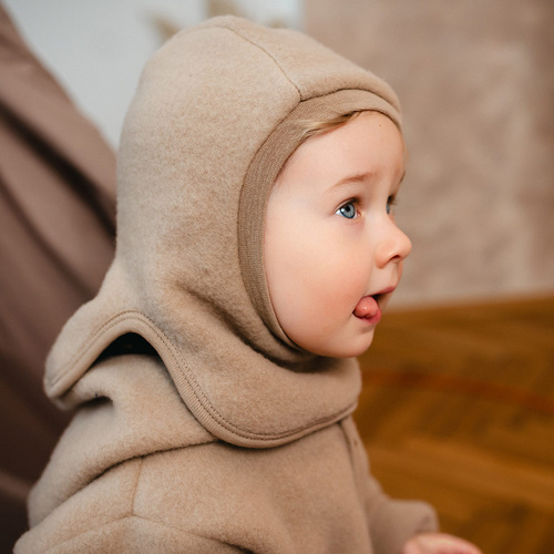 Kominiarka dziecięca merino Eevi wełna 100% ciepła oddychająca- karmelowa