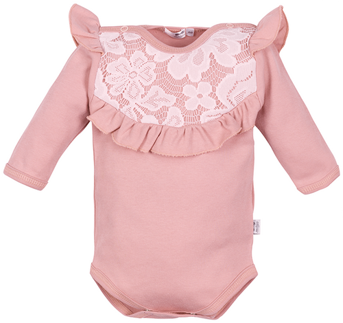 171DR Cherry Falbanka Body z długim rękawem Marija - różowy