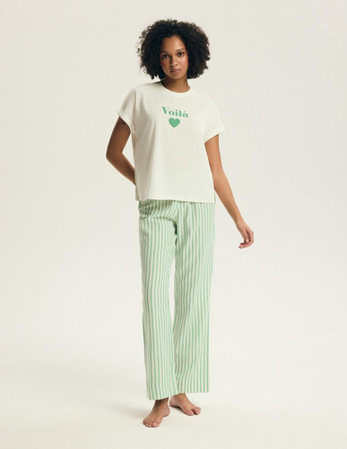 Piżama damska Henderson Darlan 43707 – bawełna, długie spodnie, print-green