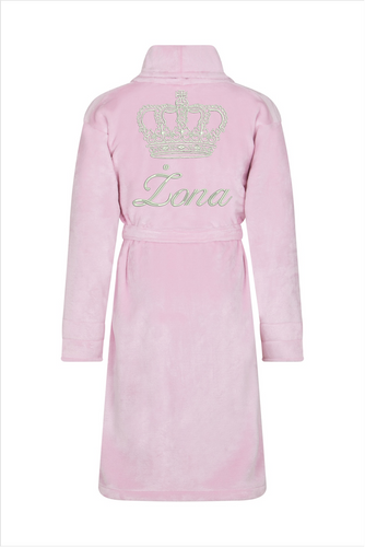 Żona + Korona Szlafrok damski polarowy ByShelly - jasny róż/srebrny