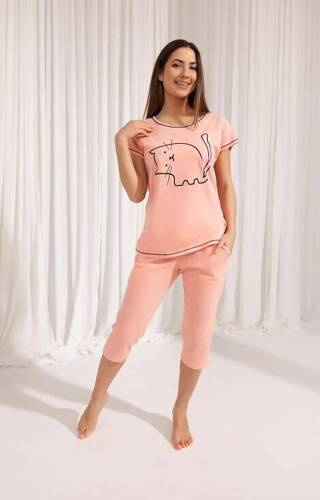 686  Piżama damska Regina -morelowy