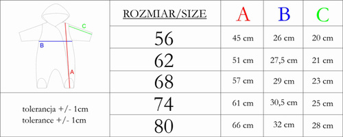 216270 Lala Pajac dresowy z luną Nicol – różowy kombinezon niemowlęcy z uszami, rozmiar 56-68