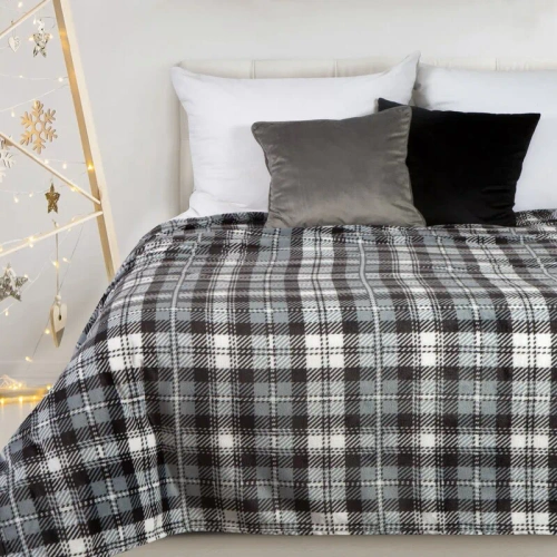 Santa Koc świąteczny kratka Eurofirany grafitowy