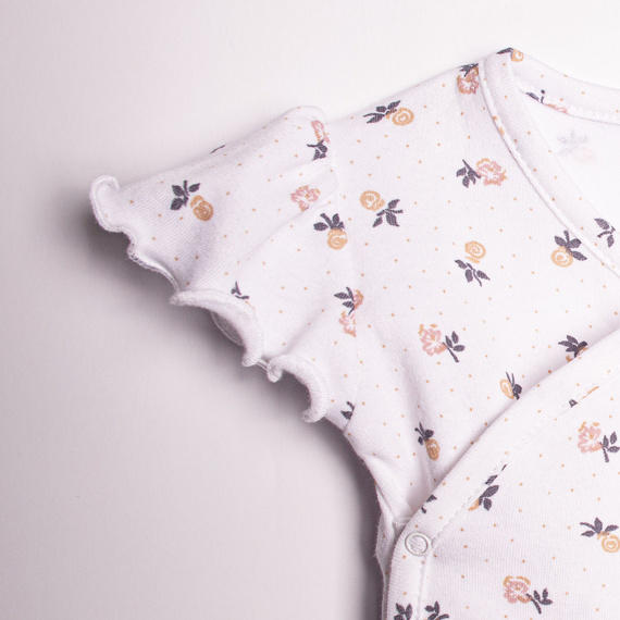 220094 Body bawełniane dla dziewczynki, krótkie rękawy, kwiatowy nadruk – Nicol