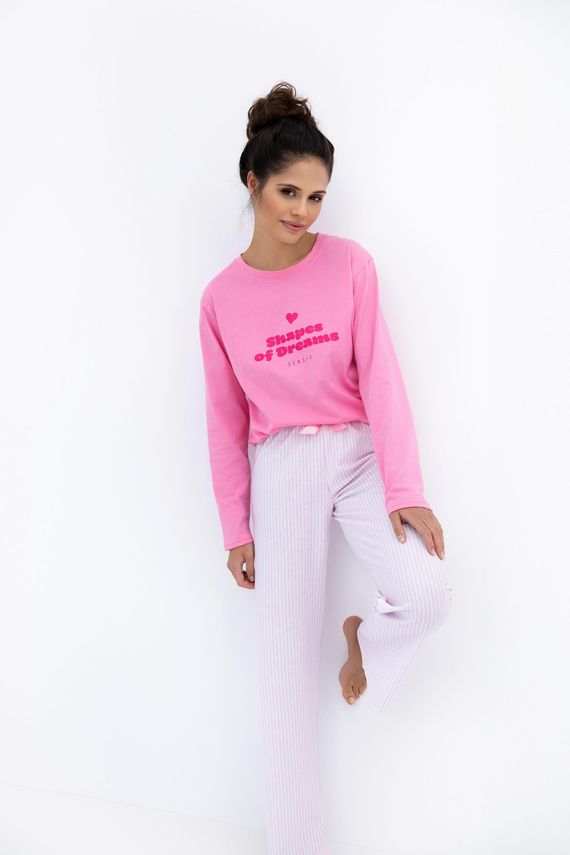 Malaya Piżama damska Sensis – bawełniana koszulka i długie spodnie z kokardką