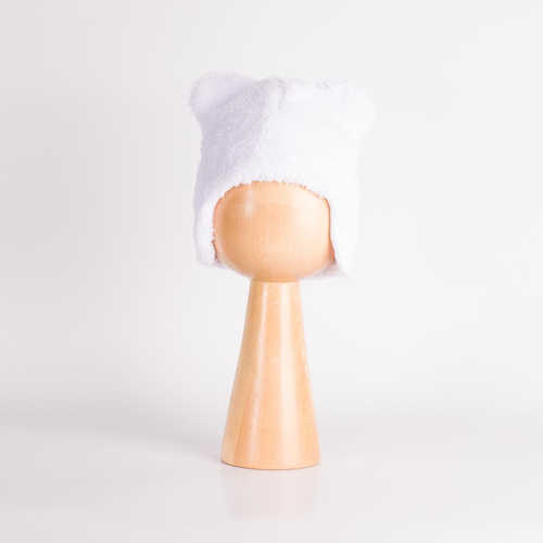 Nicol Tosia 225265 Biała Czapka Miś z Uszkami Uszatka Bawełniana