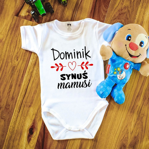 Body krótki rękaw "Synuś mamusi z imieniem" Moocha biały