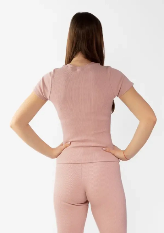 Halima Bluzka damska prążkowana Dkaren - pudrowy