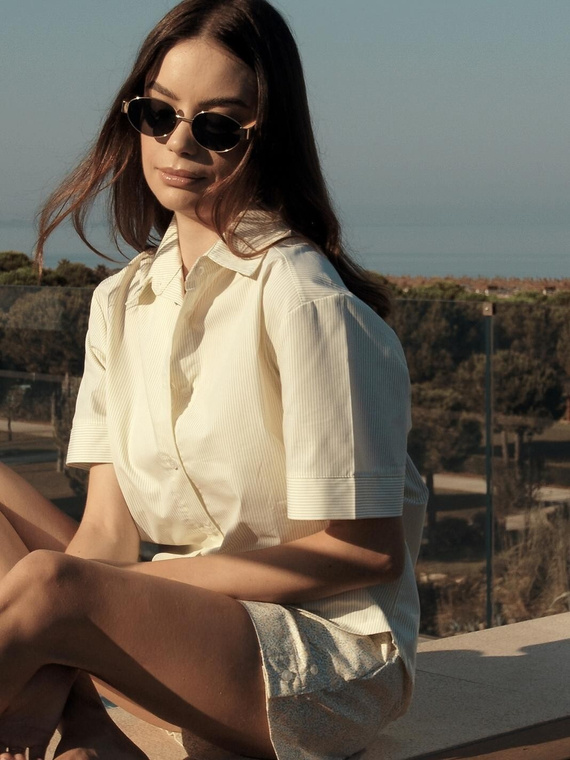 Piżama damska Sensis Ophelia limonkowa – letnia, 100% bawełna, guziki