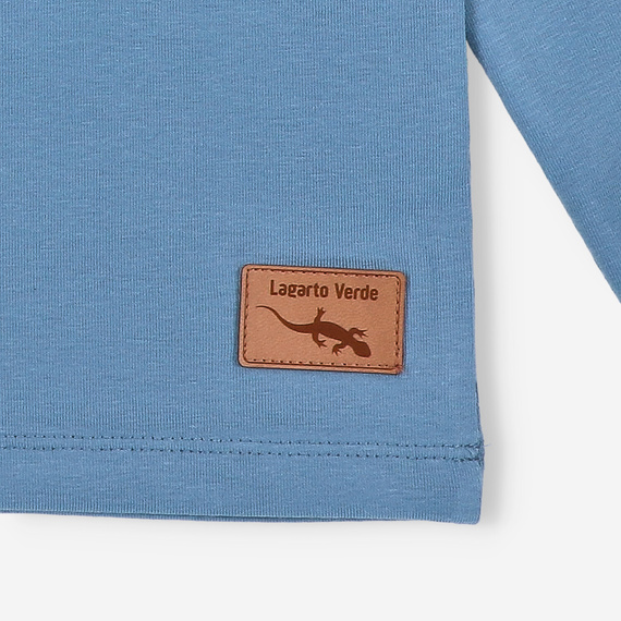 KAR-1022 Bluzka chłopięca z długim rękawem Lagarto Verde niebieska– bawełna z elastanem, polska produkcja