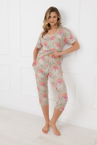Piżama damska Harmonia Italian Fashion krótki rękaw spodnie 3/4 wiskoza