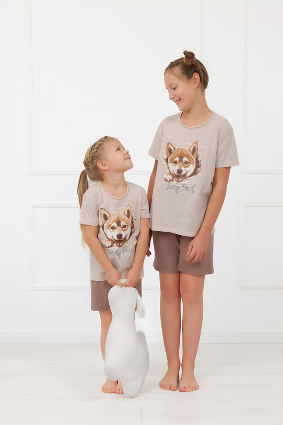Piżama dziewczęca Shiba Italian Fashion 100% bawełna szorty