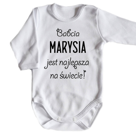 "Babcia najlepsza na świecie z imieniem" Body długi rękaw Moocha biały