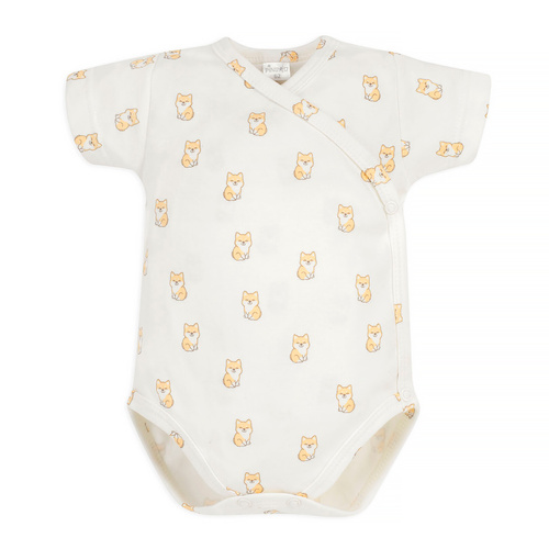 Lovely Day Kopertowe body z krótkim rękawem Pinokio - ecru pieski