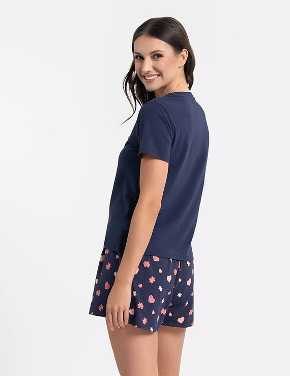 Piżama damska Moraj PDD3900-020 granatowy bawełniana, krótki rękaw, krótkie spodenki