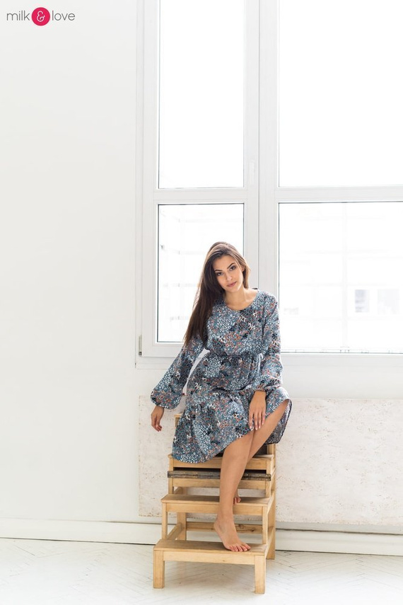 Lovely Dress sukienka ciążowa i do karmienia Milk&Love granatowa w print