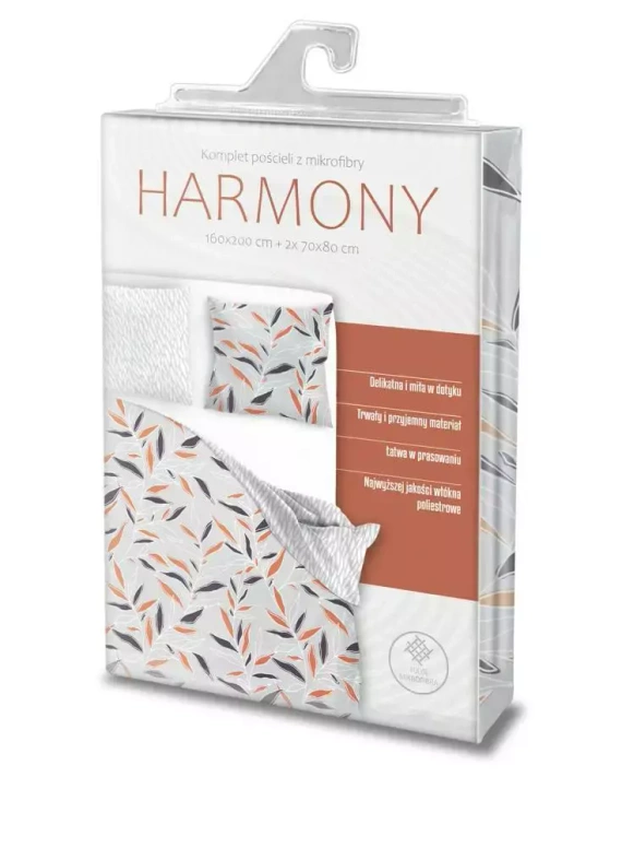 Harmony 15 Pościel z mikrofibry liście Faro szary 