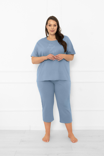 Piżama damska Ksara – krótki rękaw, spodnie 3/4, bawełna Italian Fashion - stalowy 