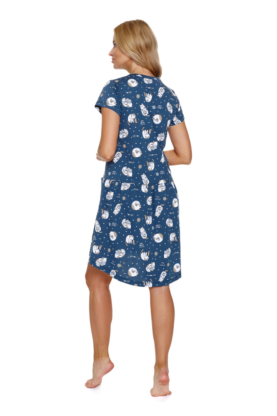 9444 Koszula Nocna ciążowa i do karmienia Doctor Nap - cats (niebieski)