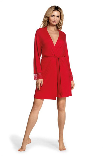 412 Dagmara Szlafrok damski Krótki Forex - czerwony