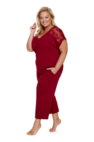 7259 Piżama Damska Plus Size Doctor Nap - burgundy red