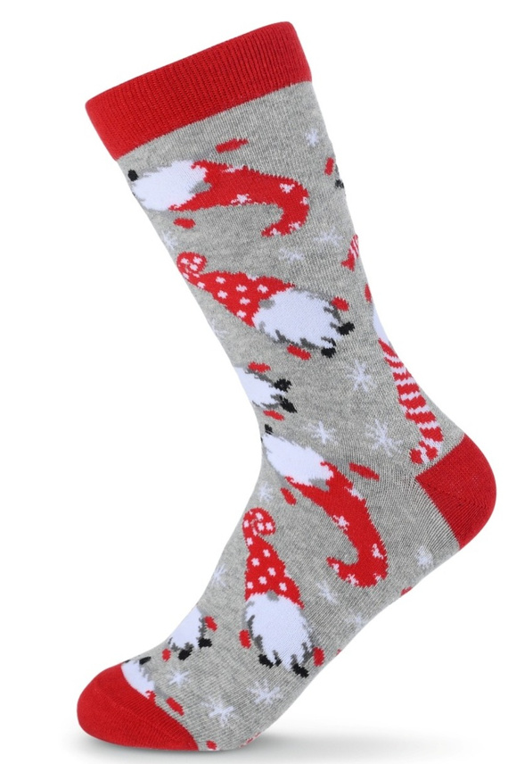 SKCH01 Skarpety świąteczne Be Snazzy jasny popiel 1– bawełniane, wzorowane, płaskie szwy