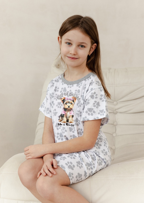 3390 Pixie koszula dziewczęca Taro- ecru sszary