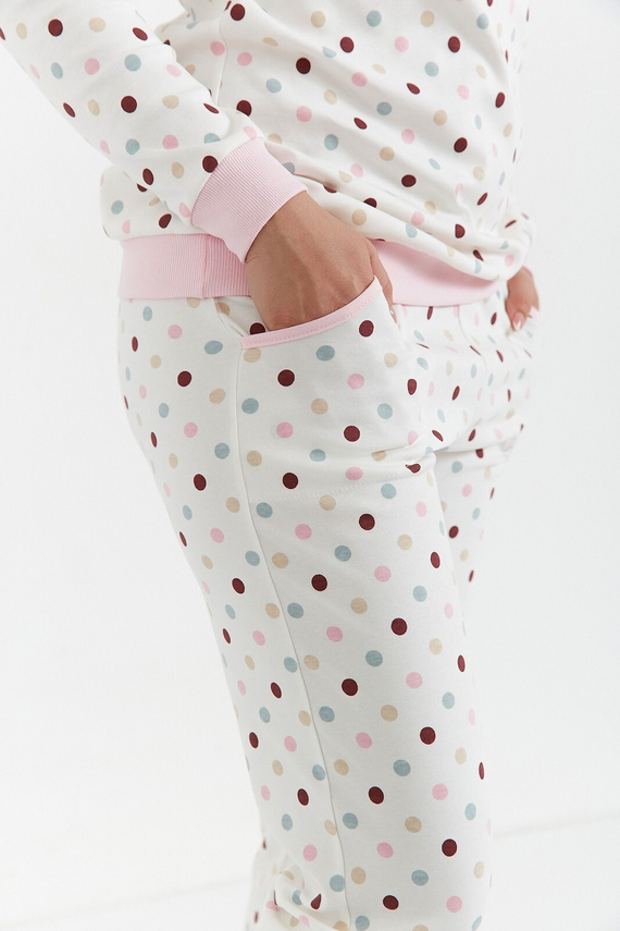 435 Piżama damska Cana  Interlock ecru – bawełniana, z długim rękawem i spodniami